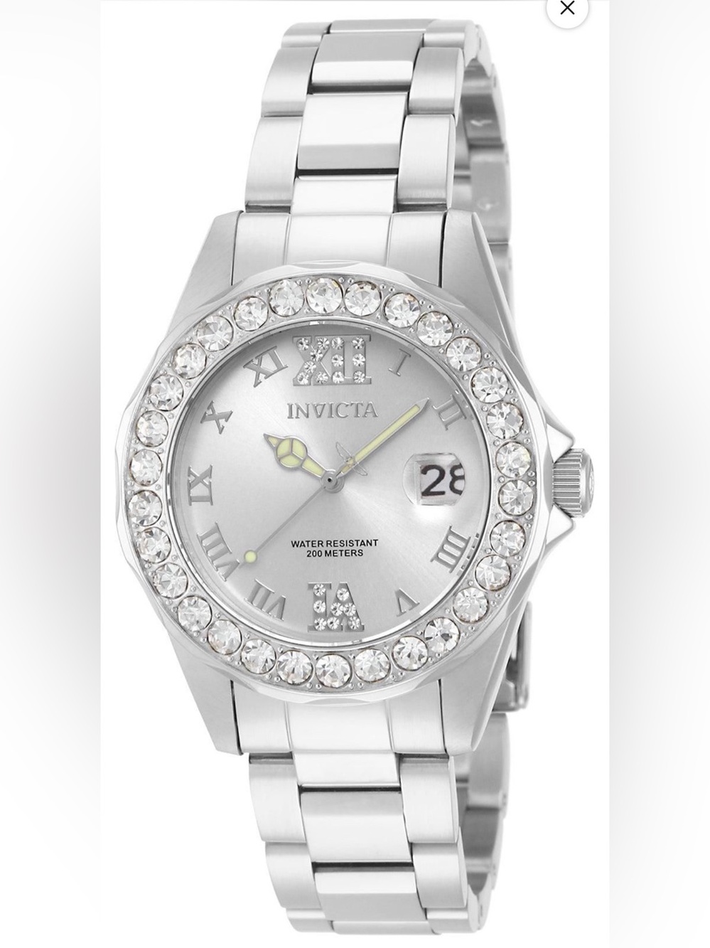 NEW Invicta Pro Diver Women's Watch - 38mm, Steel. Bezel Surrounded by Crystals.